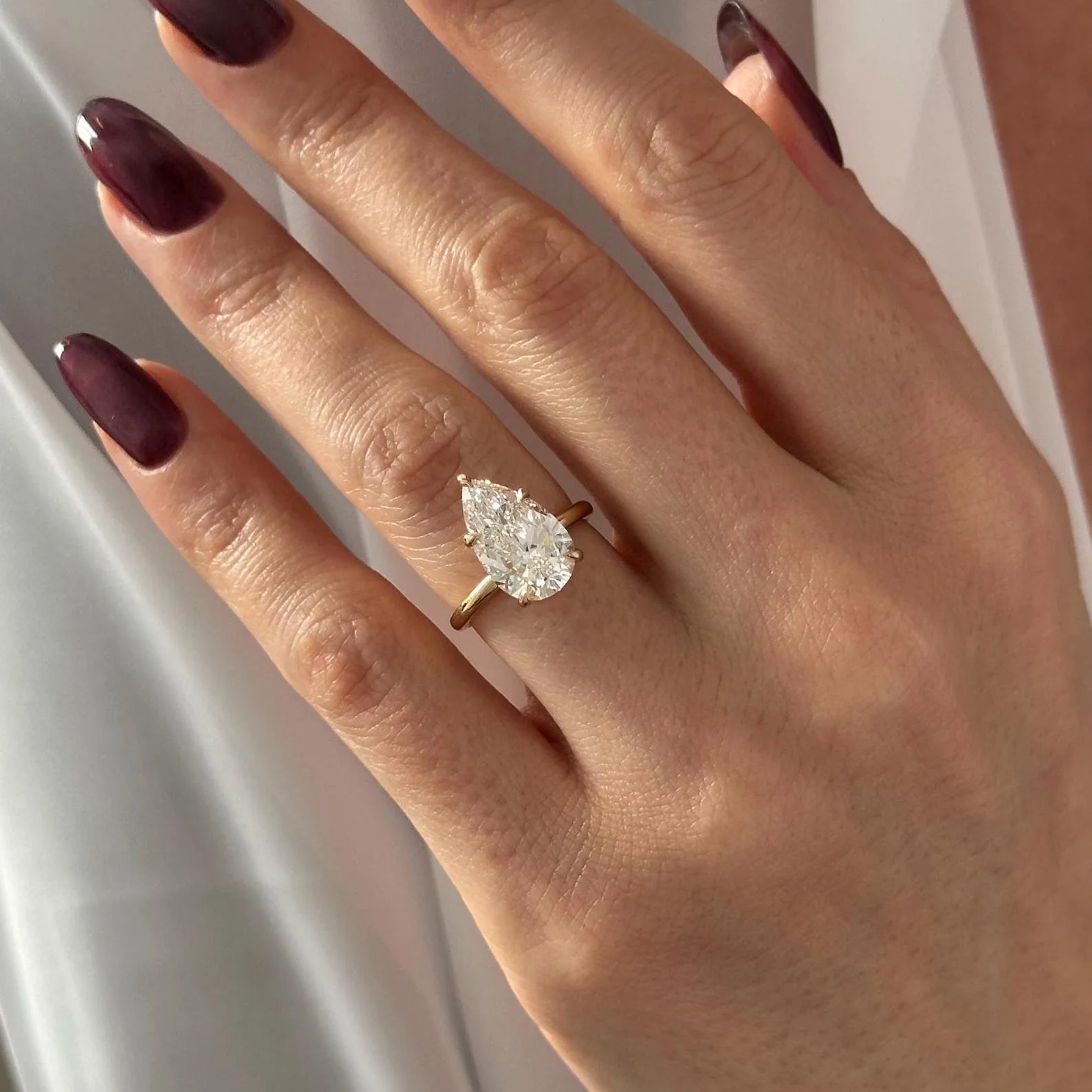 4 CT Pear Solitaire Lab Grown Diamond Engagement Ring preview angle 8