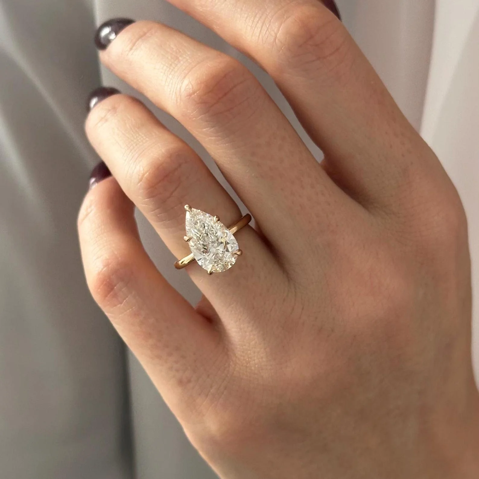 4 CT Pear Solitaire Lab Grown Diamond Engagement Ring preview angle 1