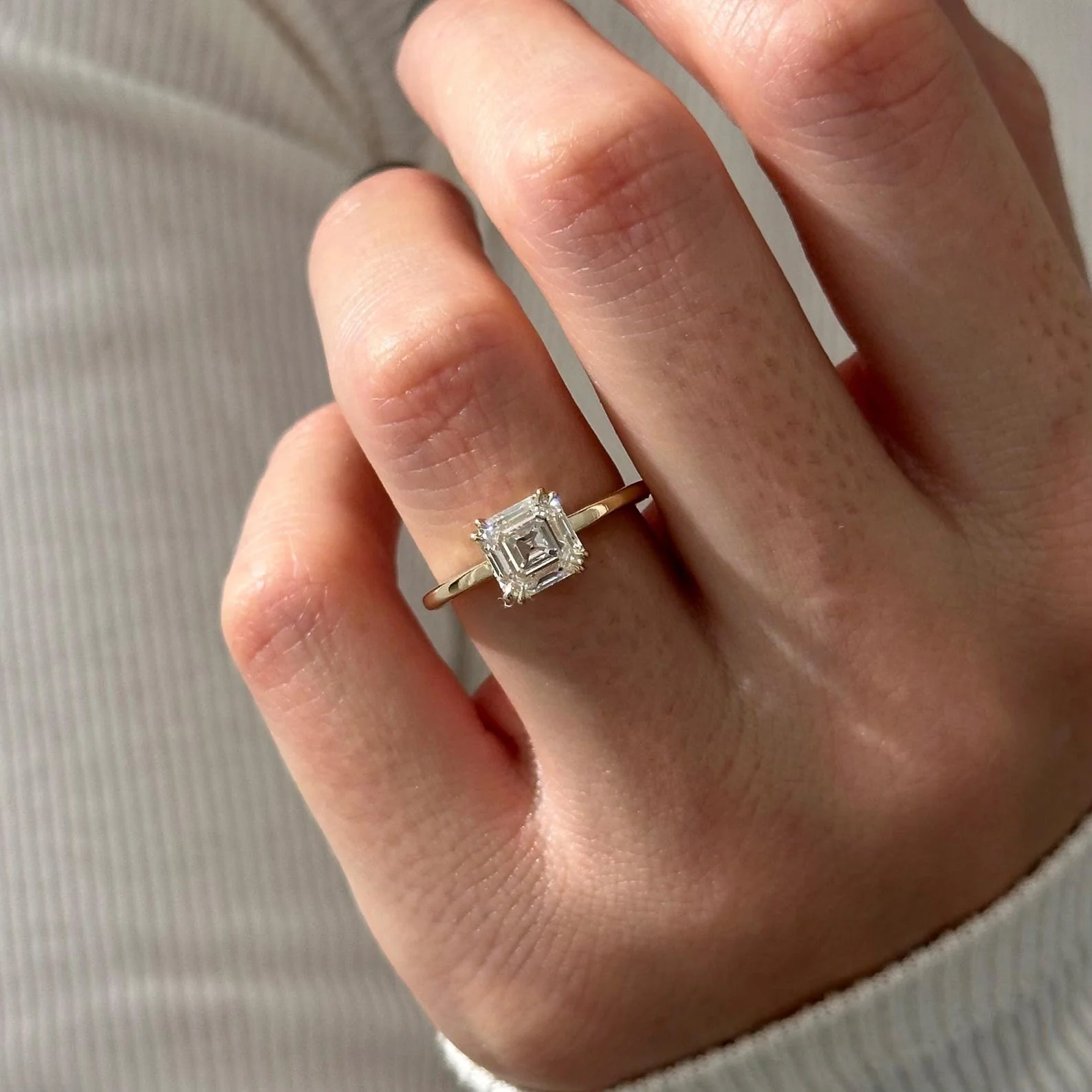2 CT Asscher Solitaire Lab Grown Diamond Engagement Ring preview angle 1