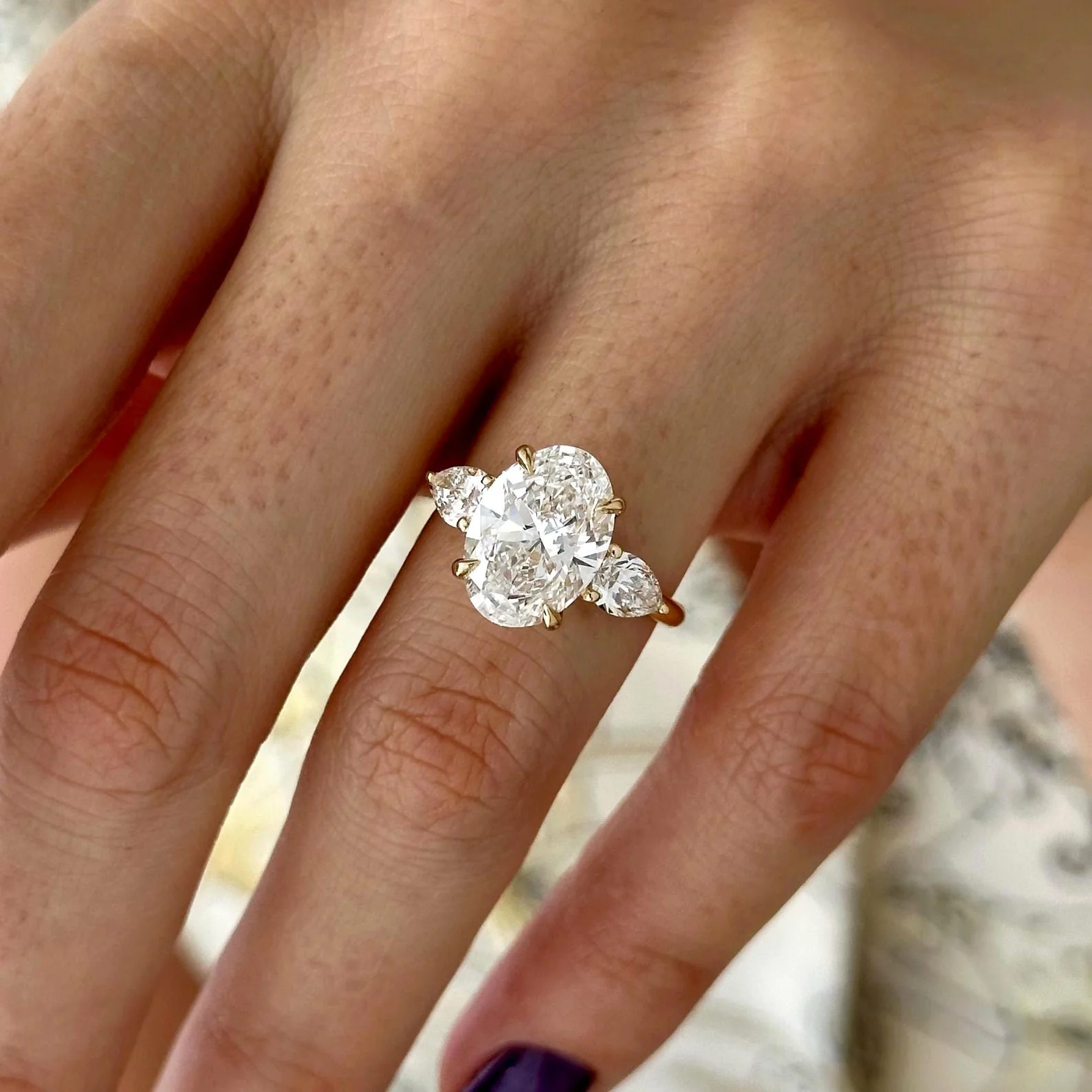 3.5 CT Oval Three Stone Lab Grown Diamond Engagement Ring preview angle 1
