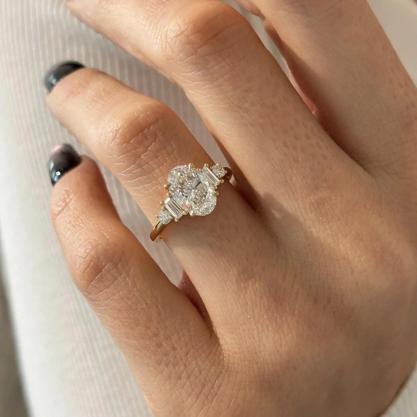 2 CT Oval Cluster Lab Grown Diamond Engagement Ring preview angle 1