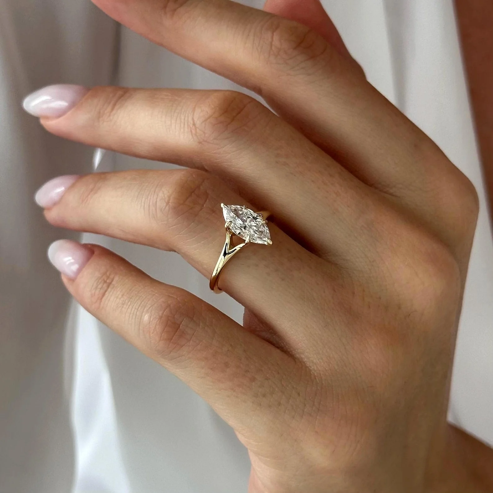 1.5 CT Marquise Split Shank Lab Grown Diamond Engagement Ring preview angle 1