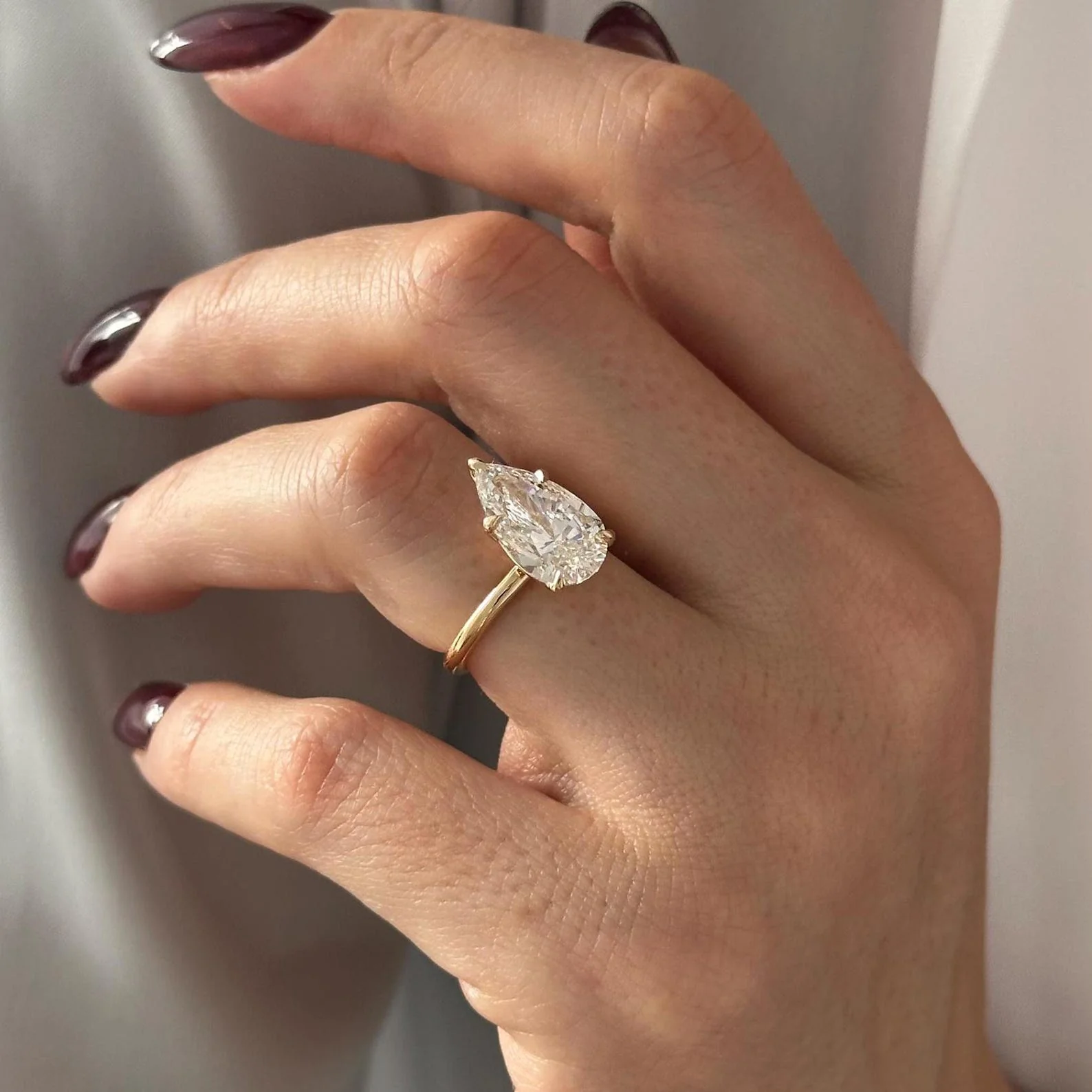 4 CT Pear Solitaire Lab Grown Diamond Engagement Ring preview angle 2