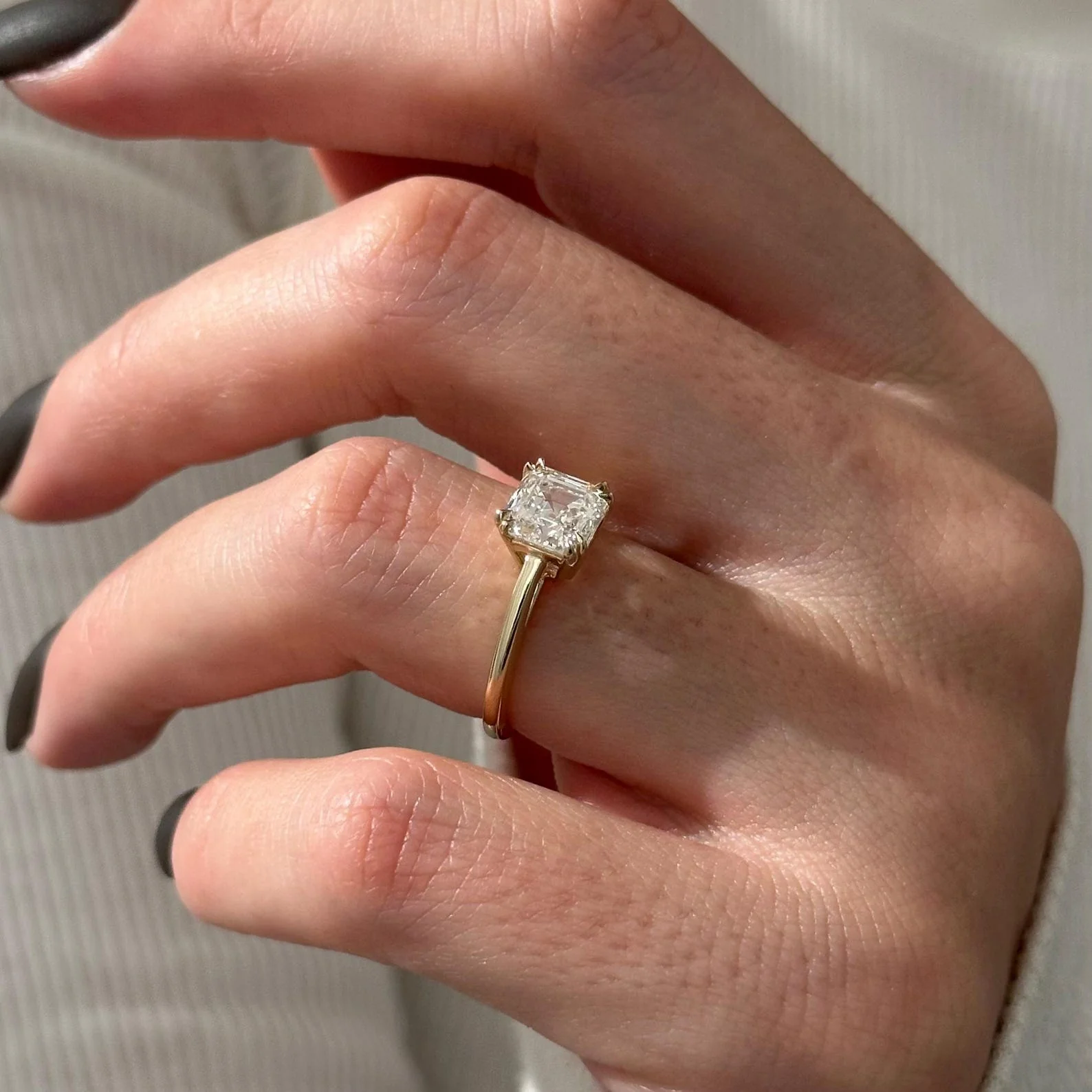 2 CT Asscher Solitaire Lab Grown Diamond Engagement Ring preview angle 2