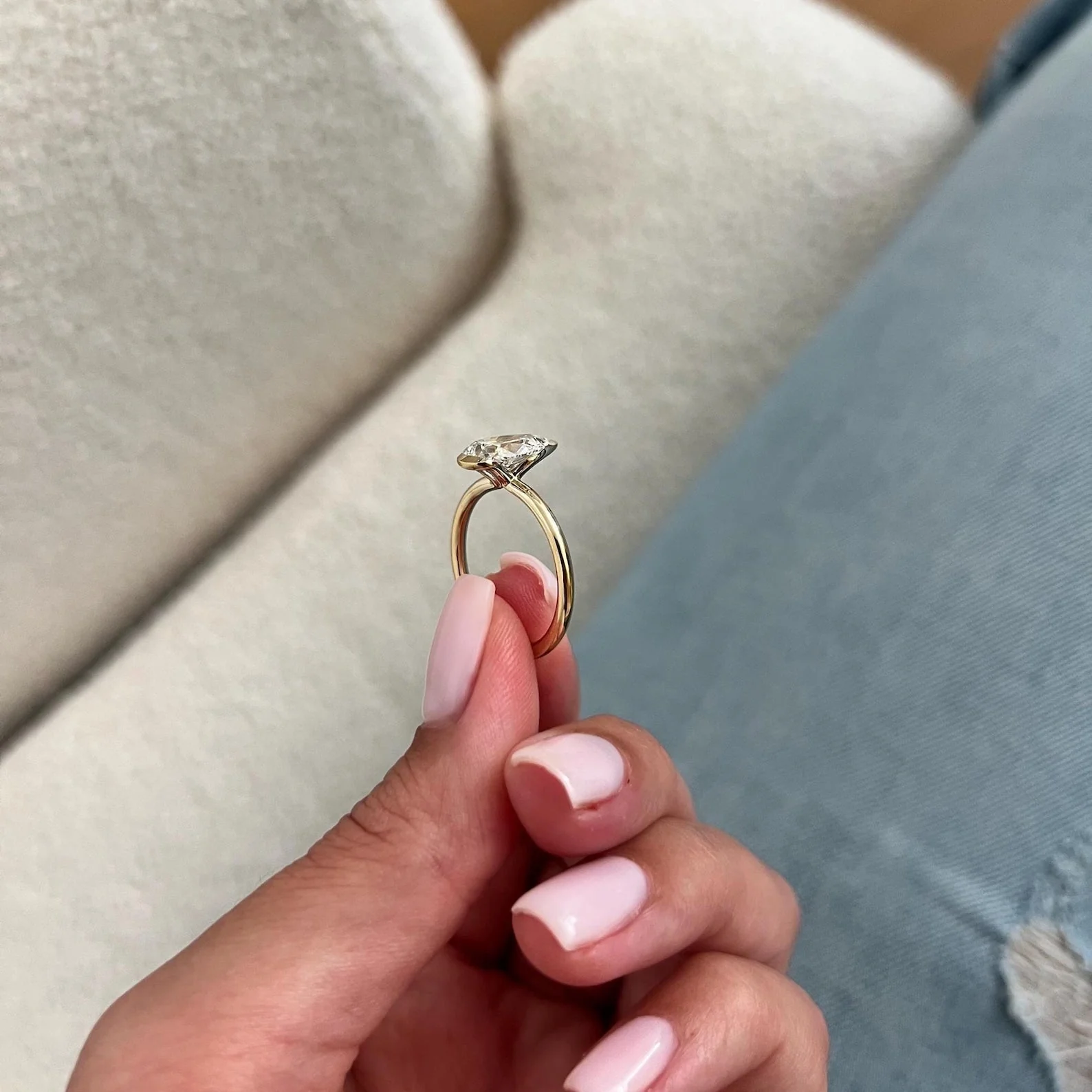 2 CT Pear Bezel Lab Grown Diamond Engagement Ring preview angle 2