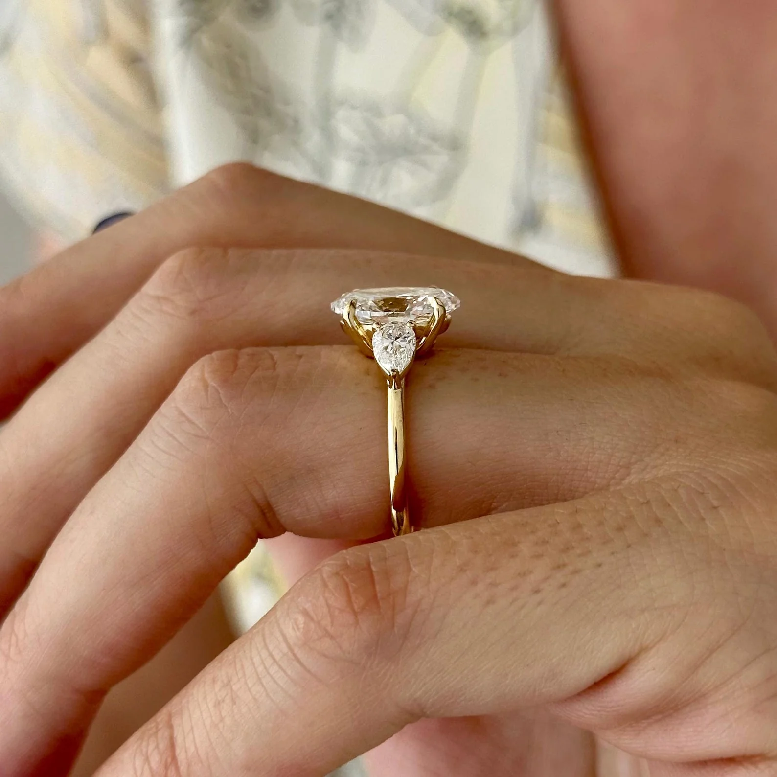 3.5 CT Oval Three Stone Lab Grown Diamond Engagement Ring preview angle 2