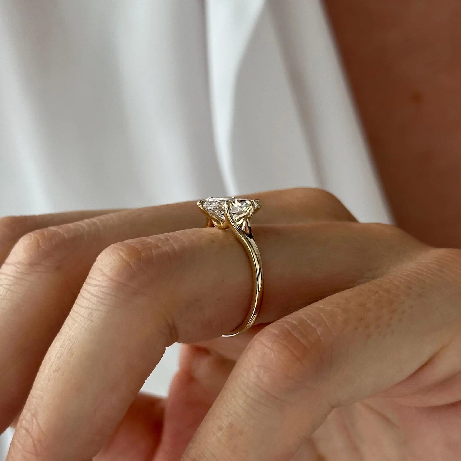 1.5 CT Marquise Split Shank Lab Grown Diamond Engagement Ring preview angle 2