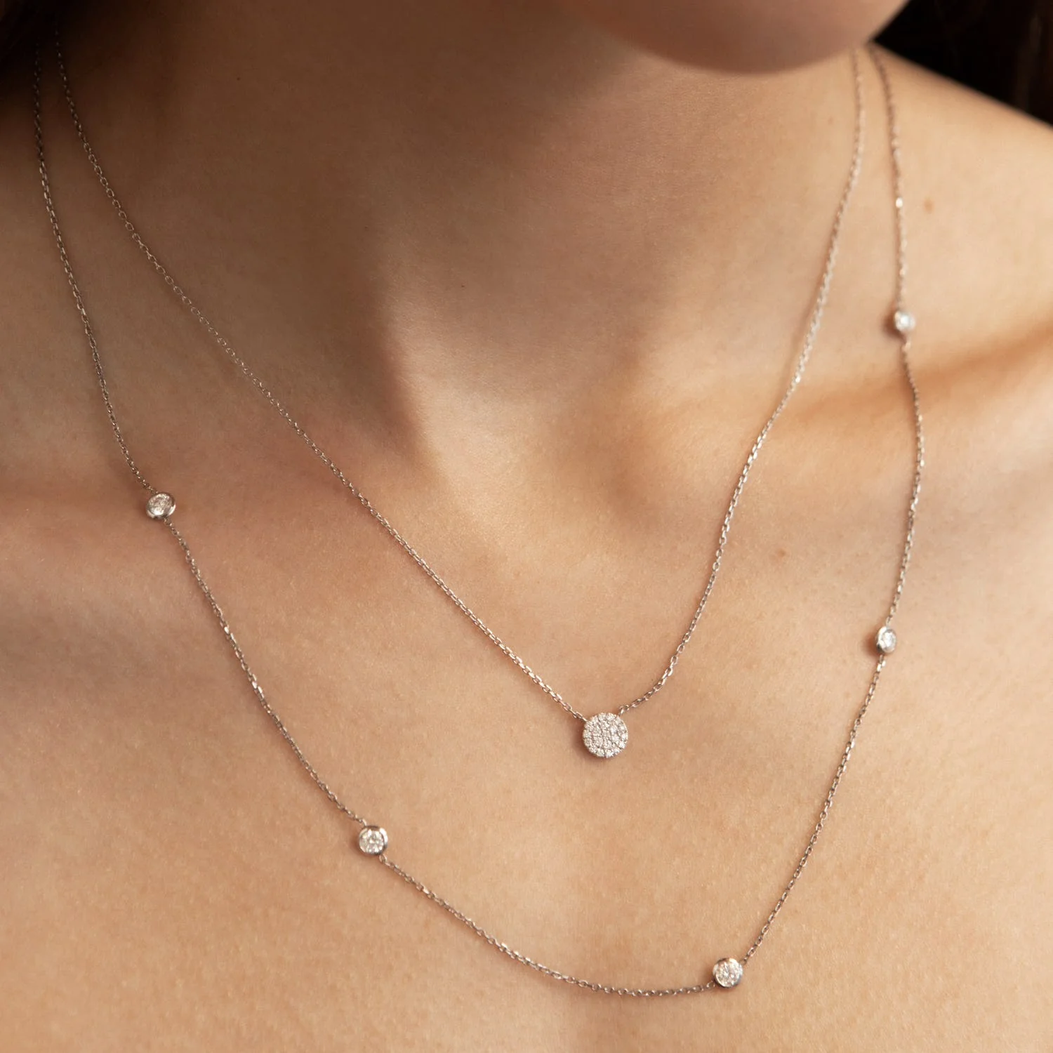 0.12 TCW Round Lab Grown Diamond Necklace preview angle 2