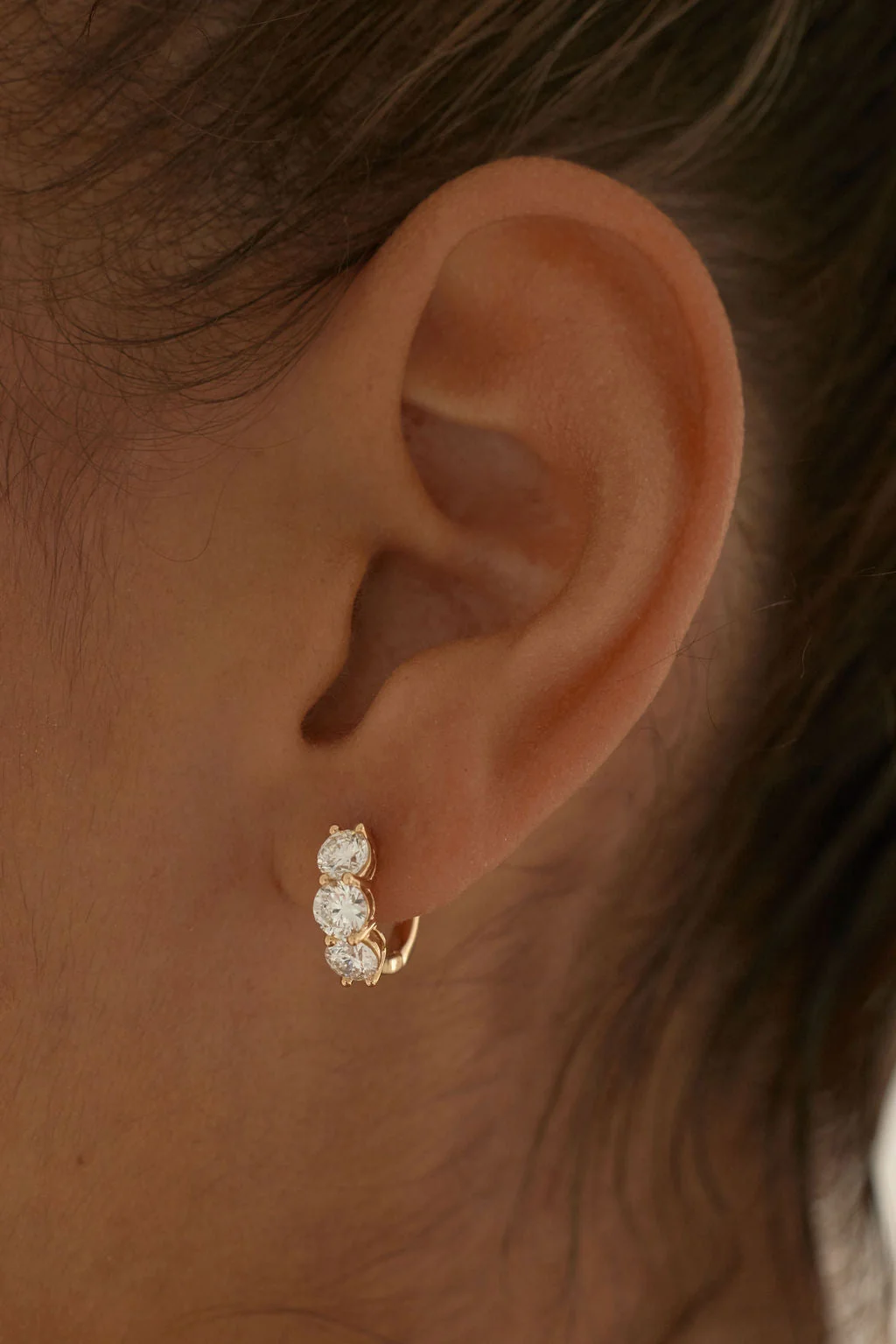 2 CT Round Lab Grown Diamond Huggies Earring preview angle 2