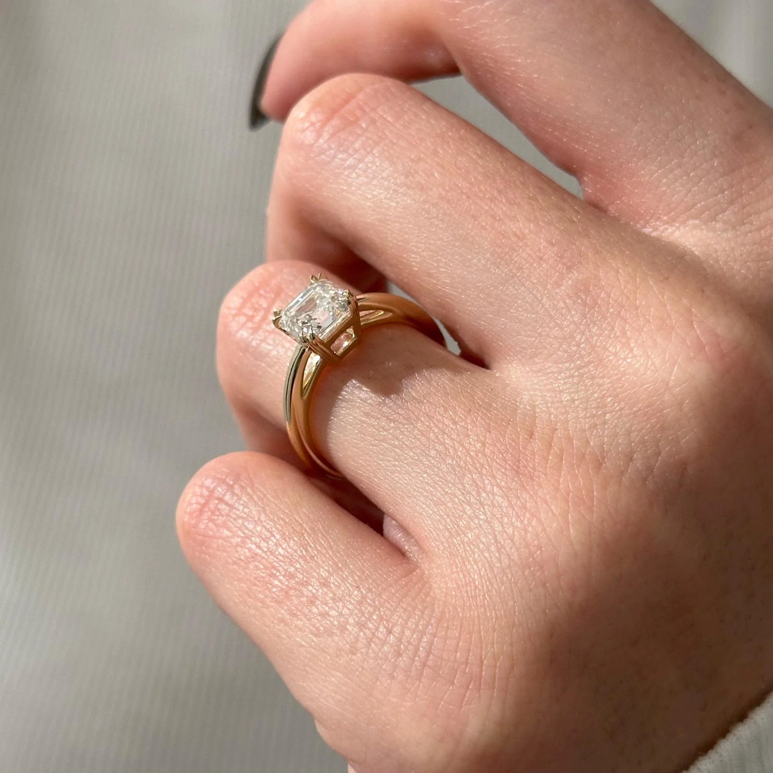 2 CT Asscher Solitaire Lab Grown Diamond Engagement Ring preview angle 3