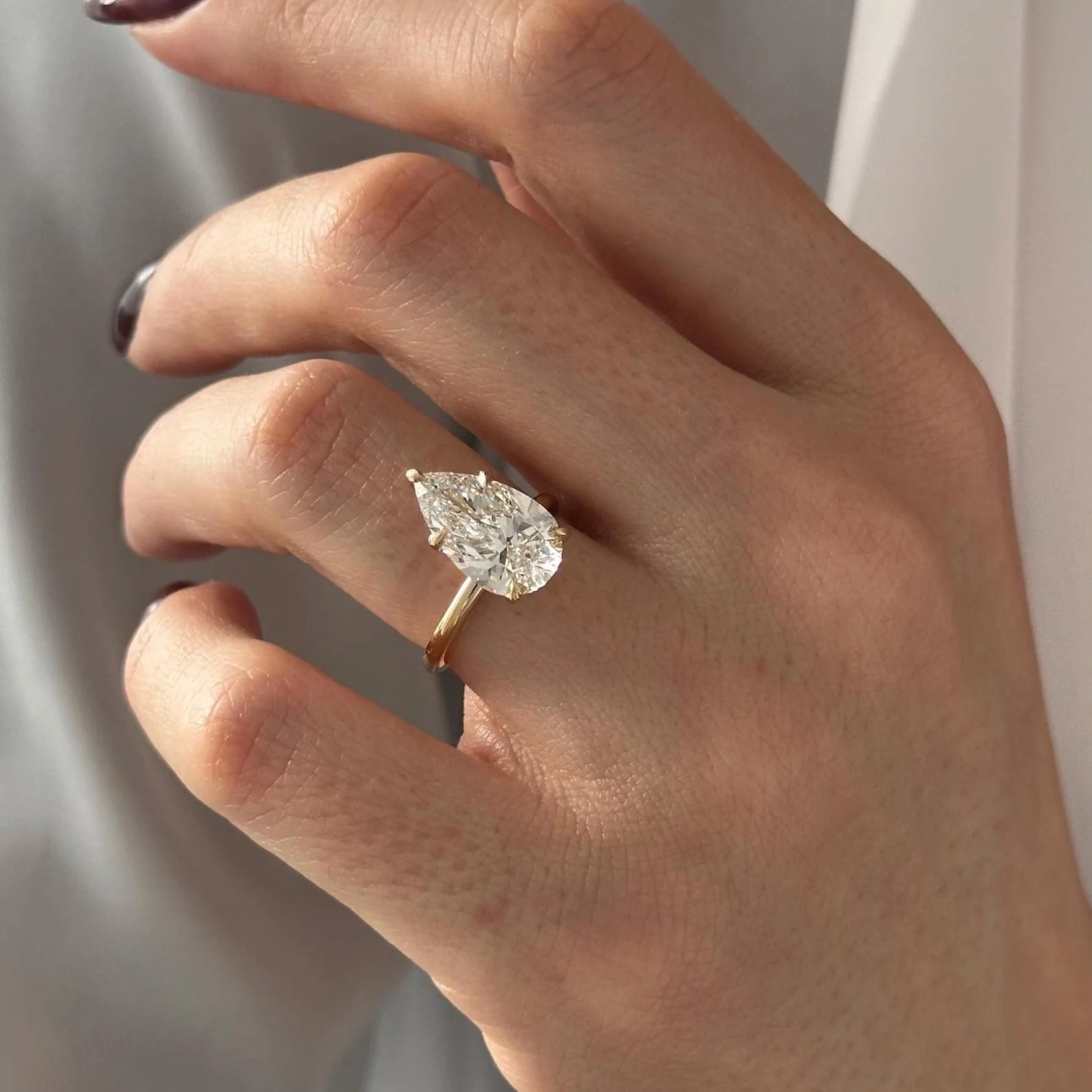 4 CT Pear Solitaire Lab Grown Diamond Engagement Ring preview angle 3