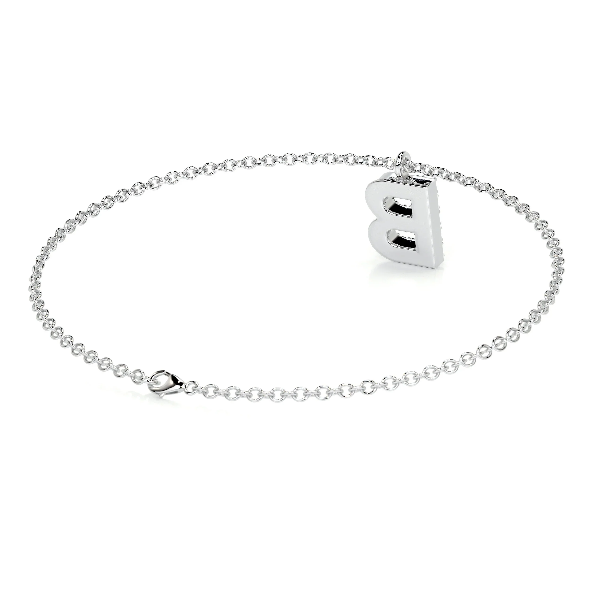 0.15 TCW Round Lab Grown Diamond Initial Bracelet preview angle 3