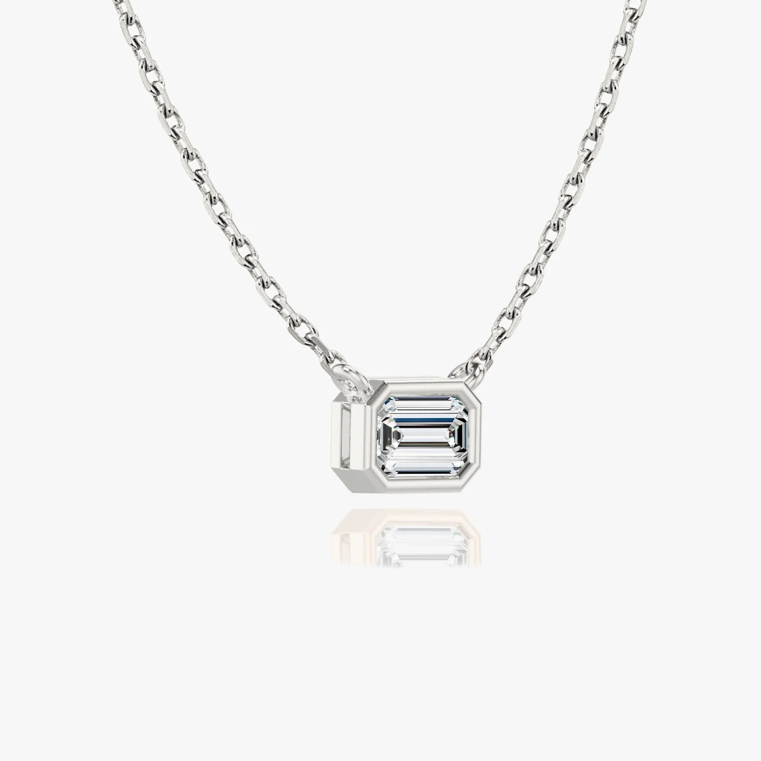 1.0 CT Emerald Bezel Solitaire Lab Grown Diamond Necklace preview angle 3