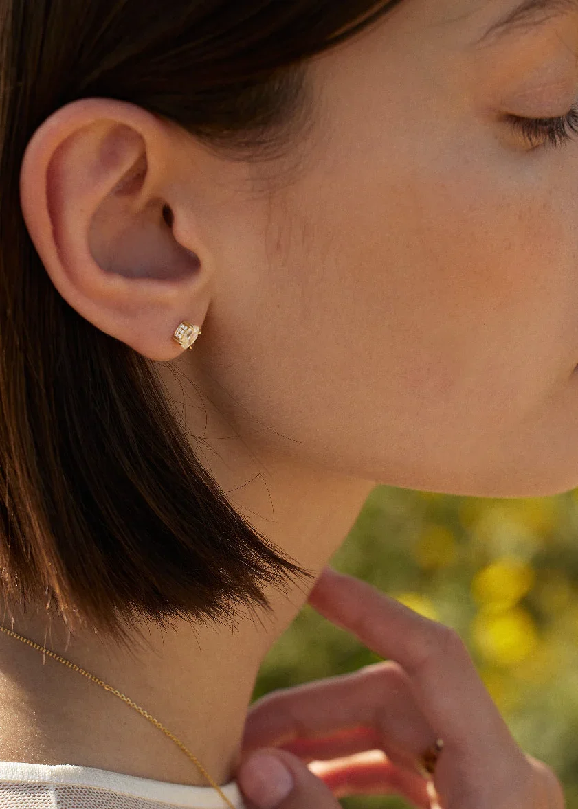 2.68 TCW Oval Lab Grown Diamond Stud Earrings preview angle 3