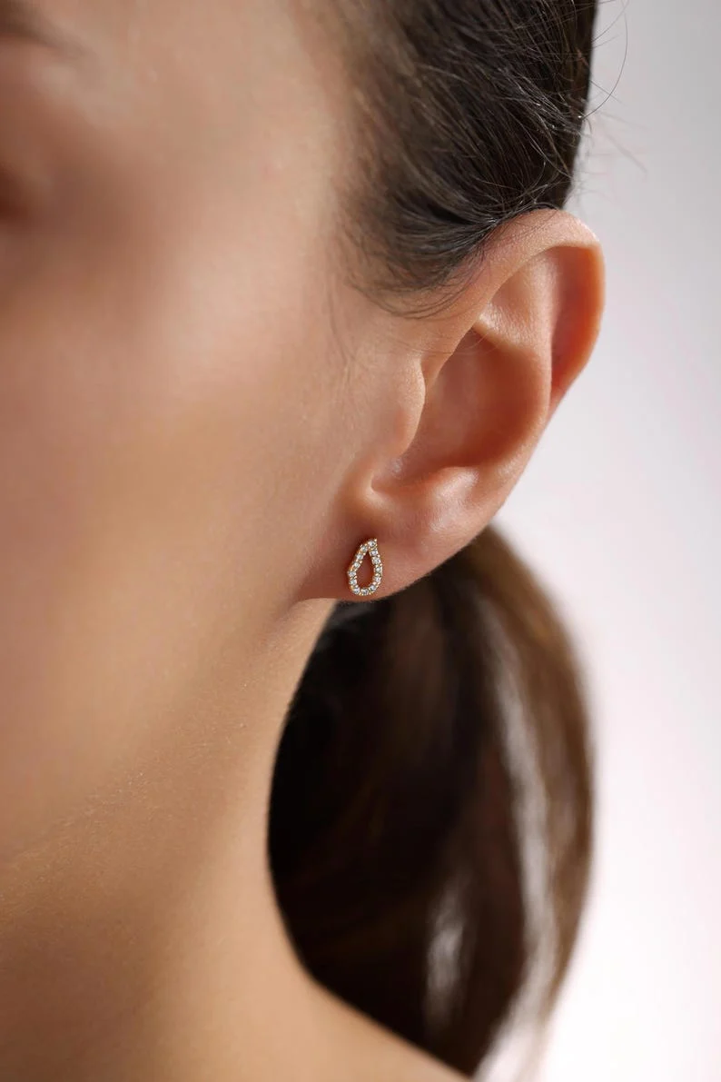 0.2 TCW Round Moissanite Drop Stud Earrings preview angle 3
