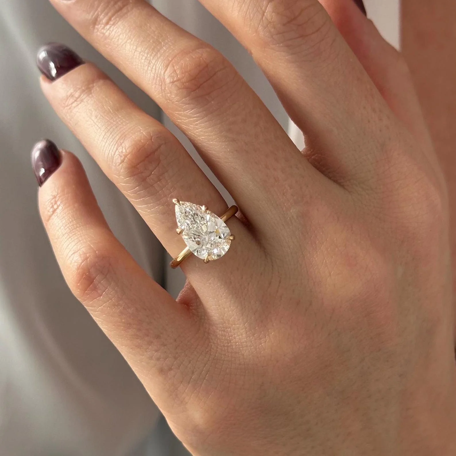4 CT Pear Solitaire Lab Grown Diamond Engagement Ring preview angle 4