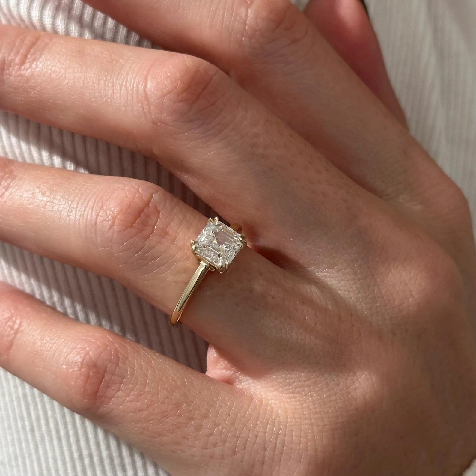 2 CT Asscher Solitaire Lab Grown Diamond Engagement Ring preview angle 4