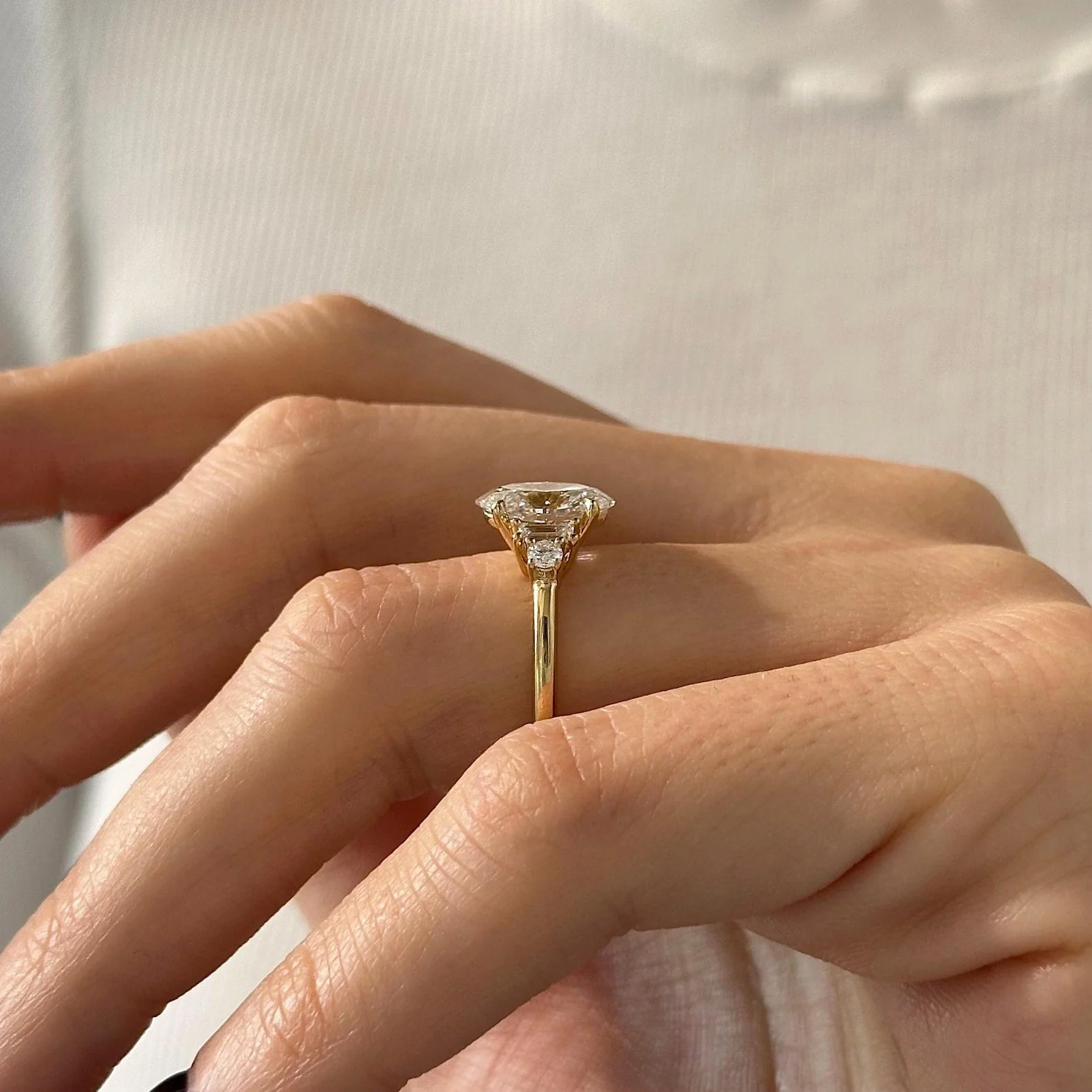 2 CT Oval Cluster Lab Grown Diamond Engagement Ring preview angle 4