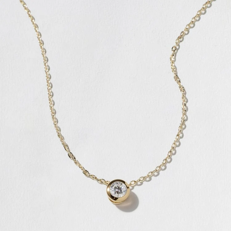 0.75 CT Round Bezel Solitaire Lab Grown Diamond Necklace preview angle 4