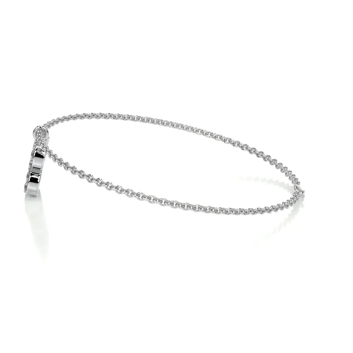 0.15 TCW Round Lab Grown Diamond Initial Bracelet preview angle 4