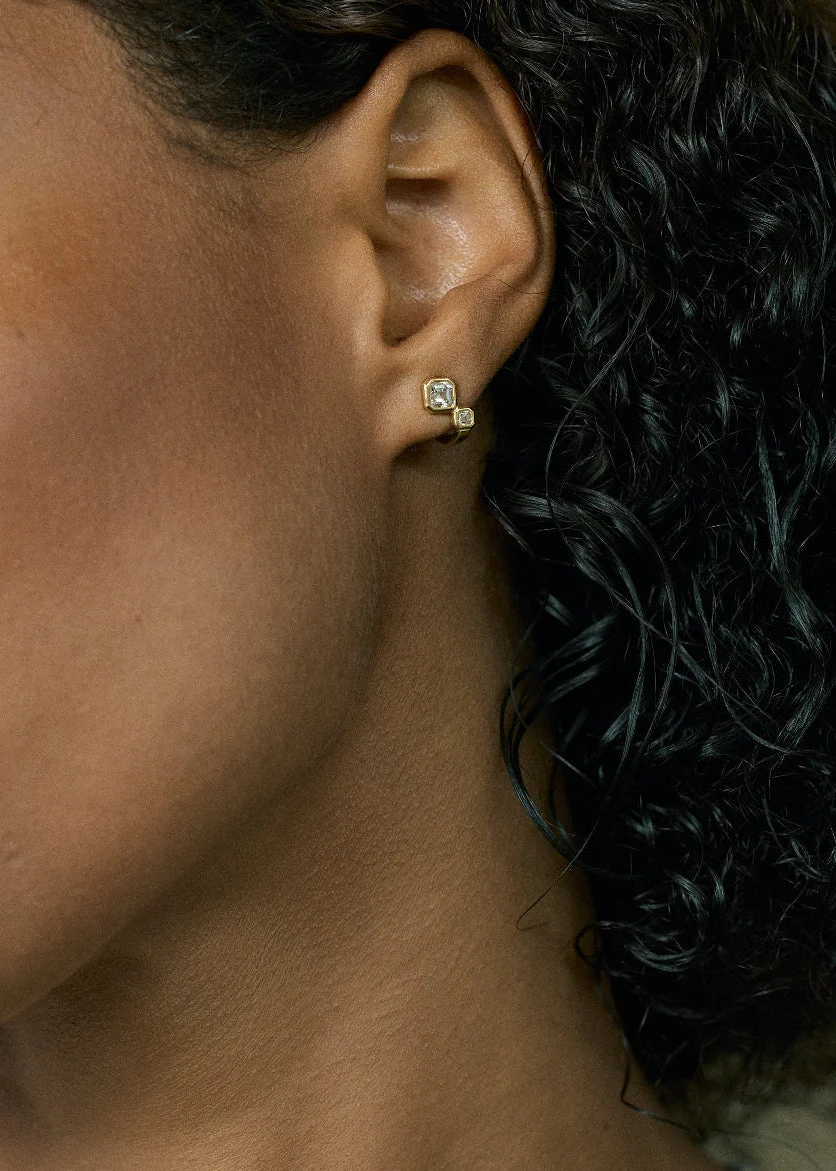 0.9 TCW Asscher Lab Grown Diamond Stud Earrings preview angle 4