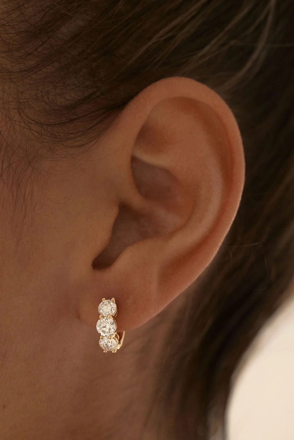 2 CT Round Lab Grown Diamond Huggies Earring preview angle 4