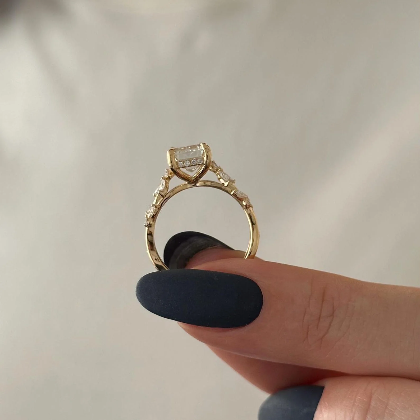 3 CT Emerald Nature Inspired Lab Grown Diamond Engagement Ring preview angle 5