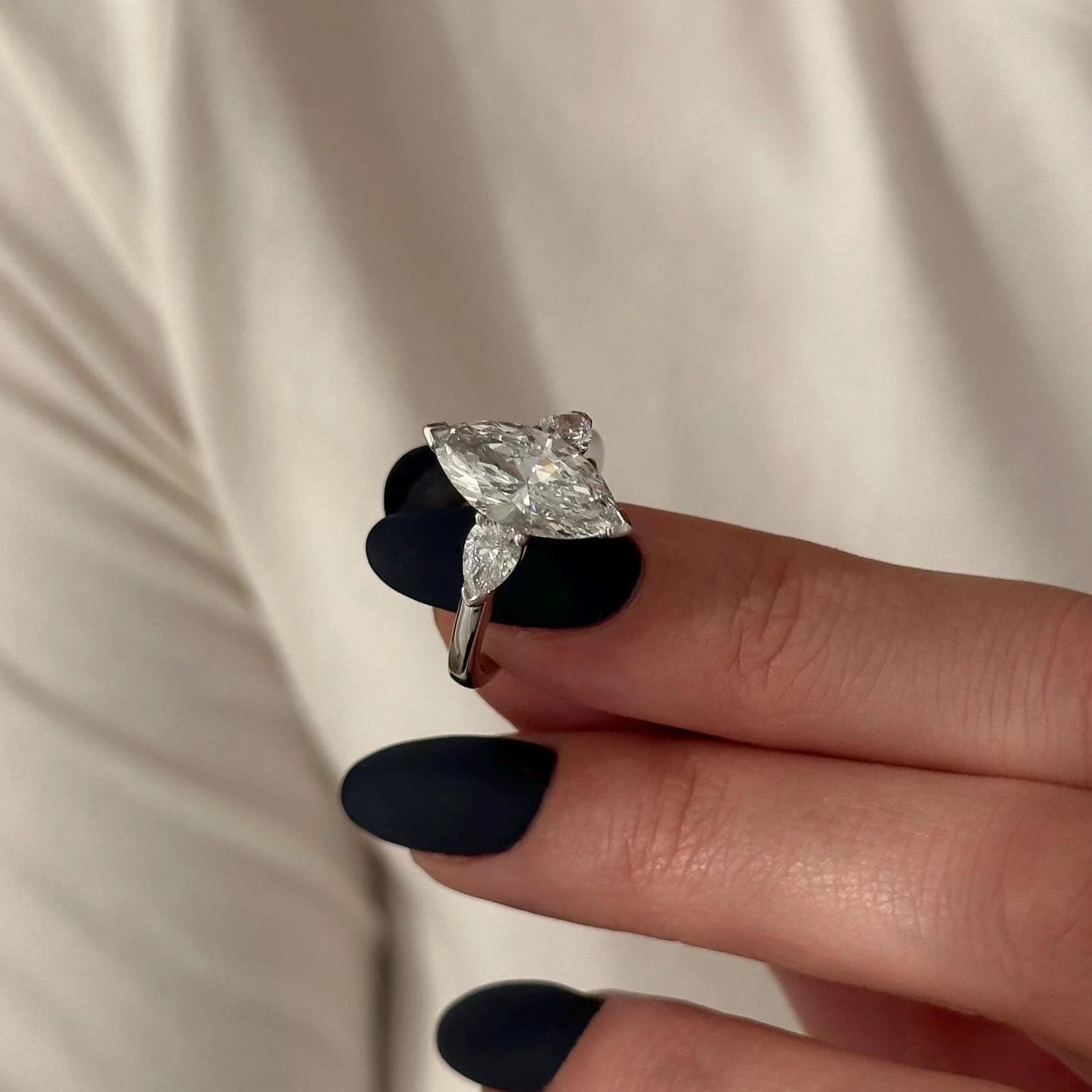 3 CT Marquise Three Stone Lab Grown Diamond Engagement Ring preview angle 5