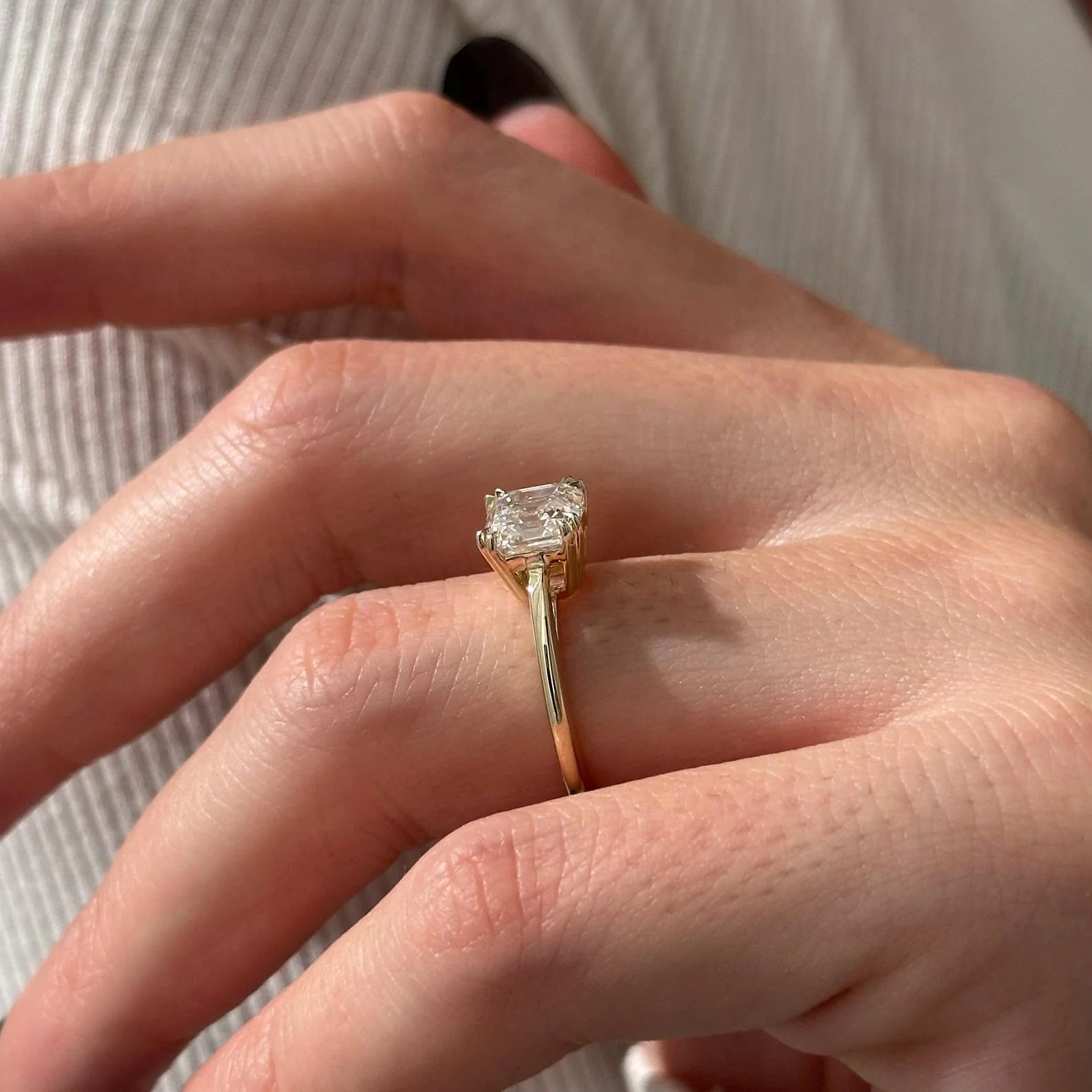 2 CT Asscher Solitaire Lab Grown Diamond Engagement Ring preview angle 5