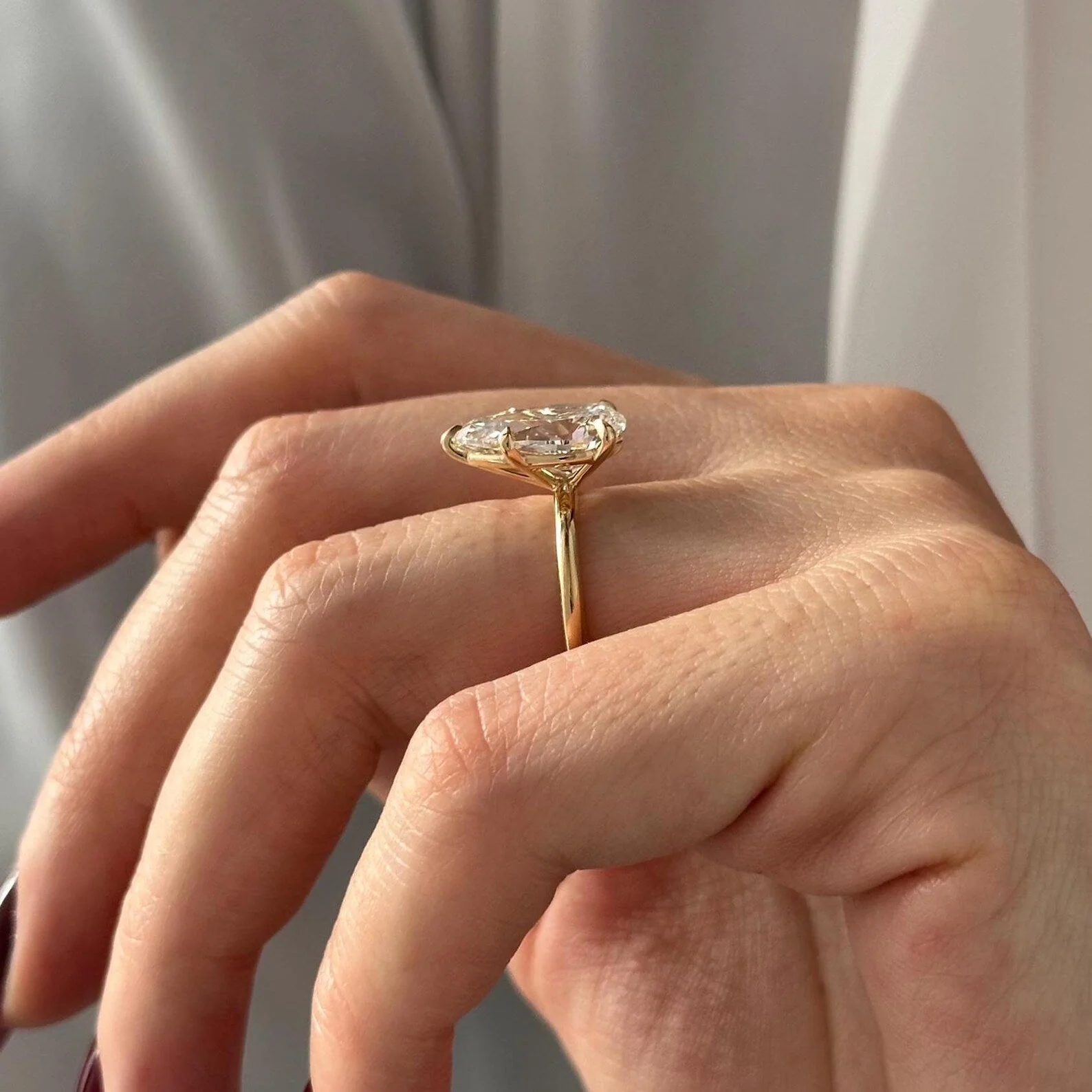 4 CT Pear Solitaire Lab Grown Diamond Engagement Ring preview angle 5