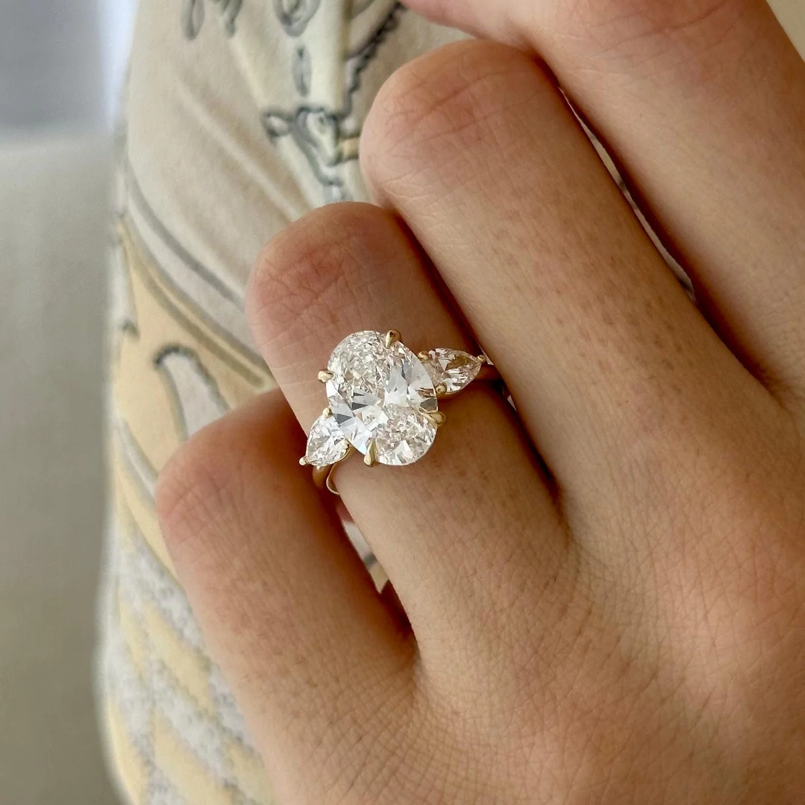 3.5 CT Oval Three Stone Lab Grown Diamond Engagement Ring preview angle 5