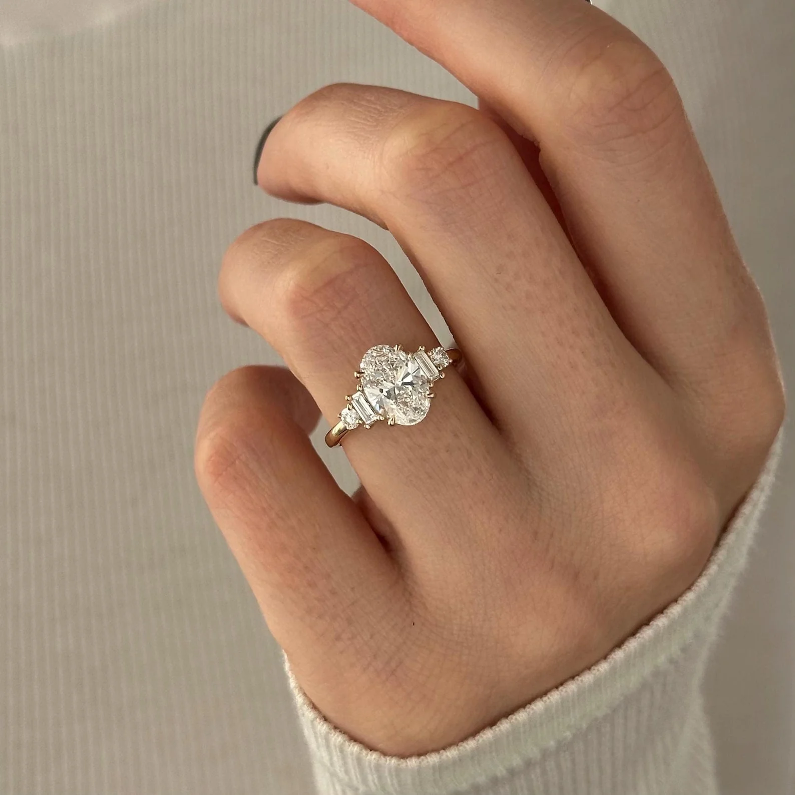 2 CT Oval Cluster Lab Grown Diamond Engagement Ring preview angle 5