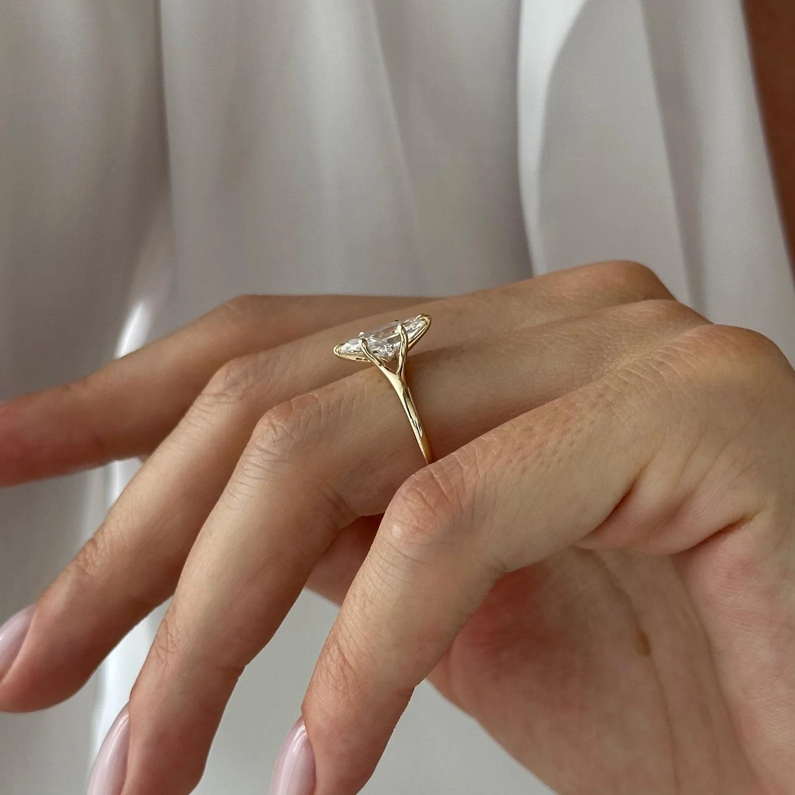 1.5 CT Marquise Split Shank Lab Grown Diamond Engagement Ring preview angle 5