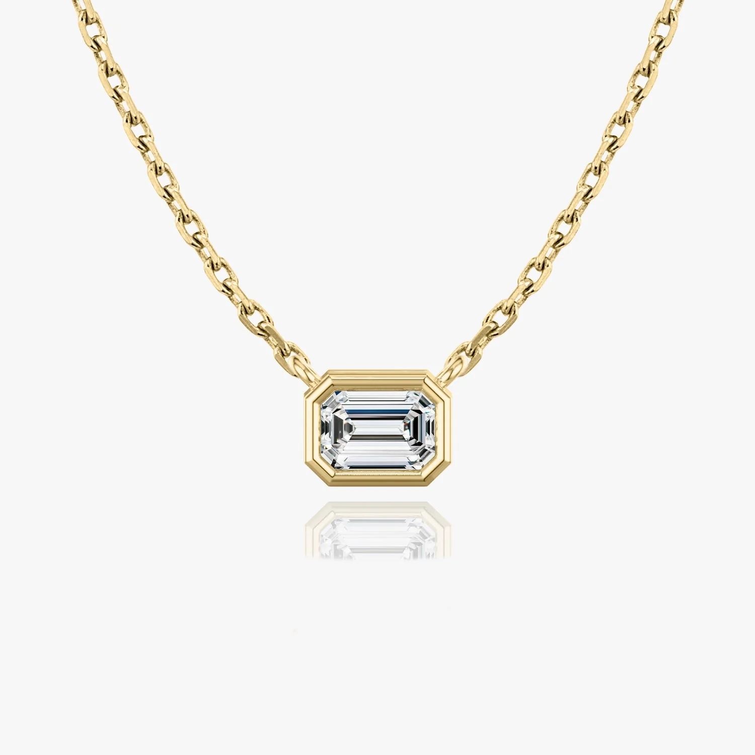 1.0 CT Emerald Bezel Solitaire Lab Grown Diamond Necklace preview angle 5