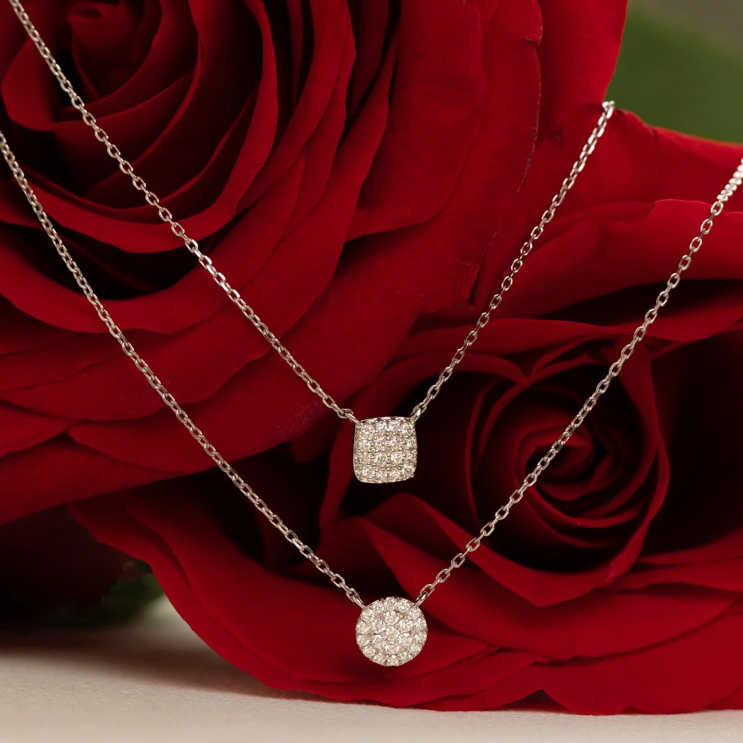 0.12 TCW Round Lab Grown Diamond Necklace preview angle 5