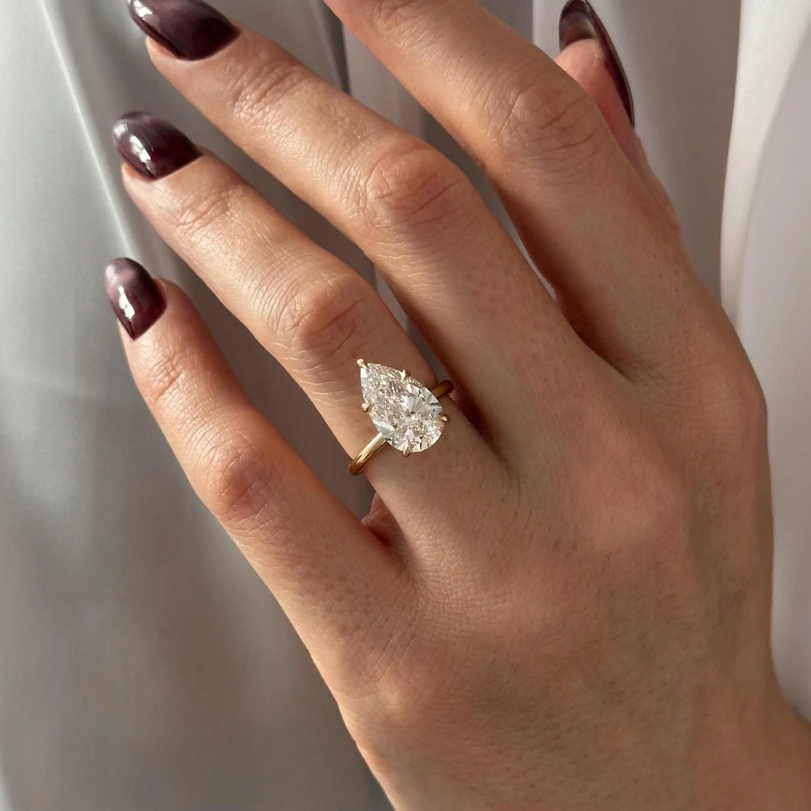 4 CT Pear Solitaire Lab Grown Diamond Engagement Ring preview angle 6