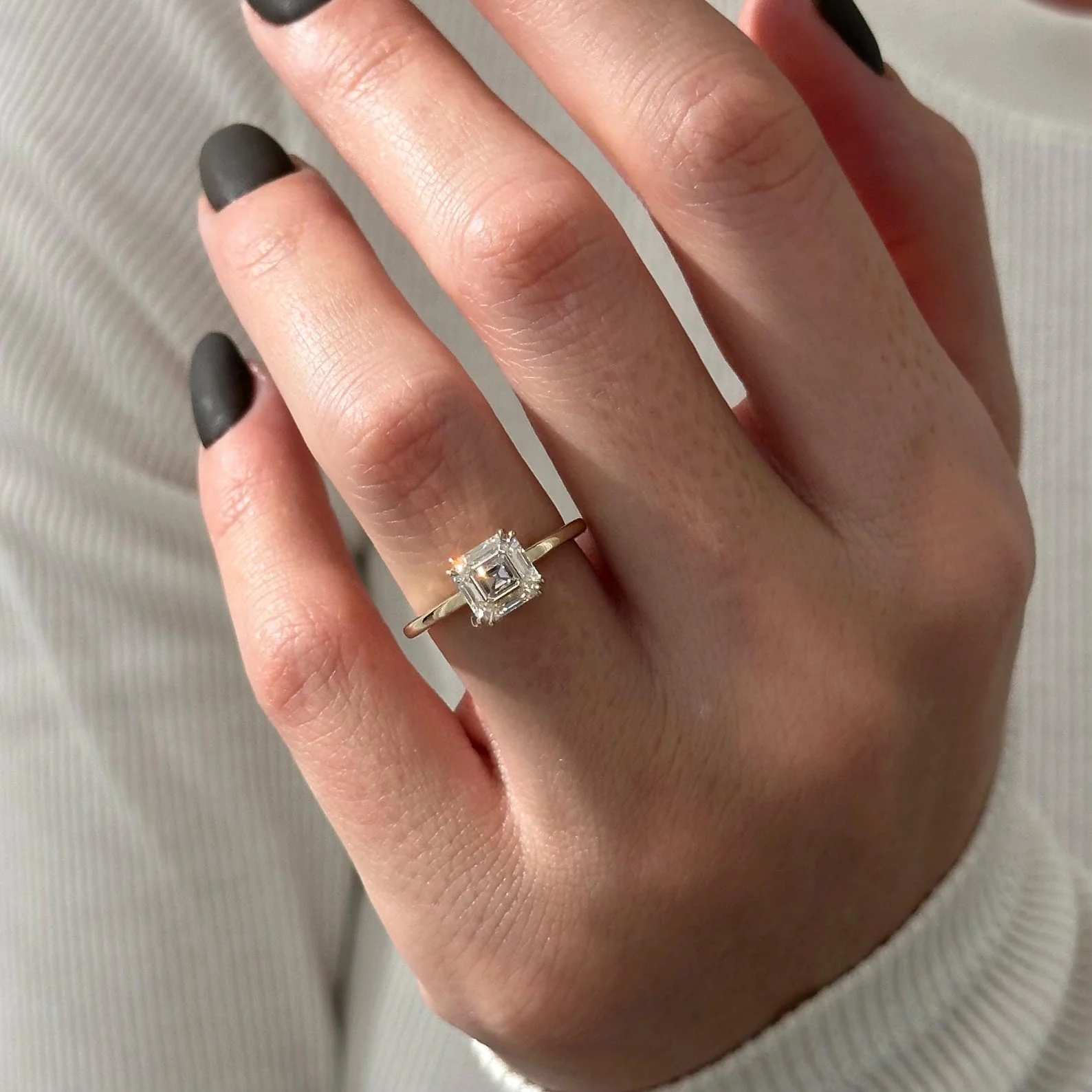 2 CT Asscher Solitaire Lab Grown Diamond Engagement Ring preview angle 6