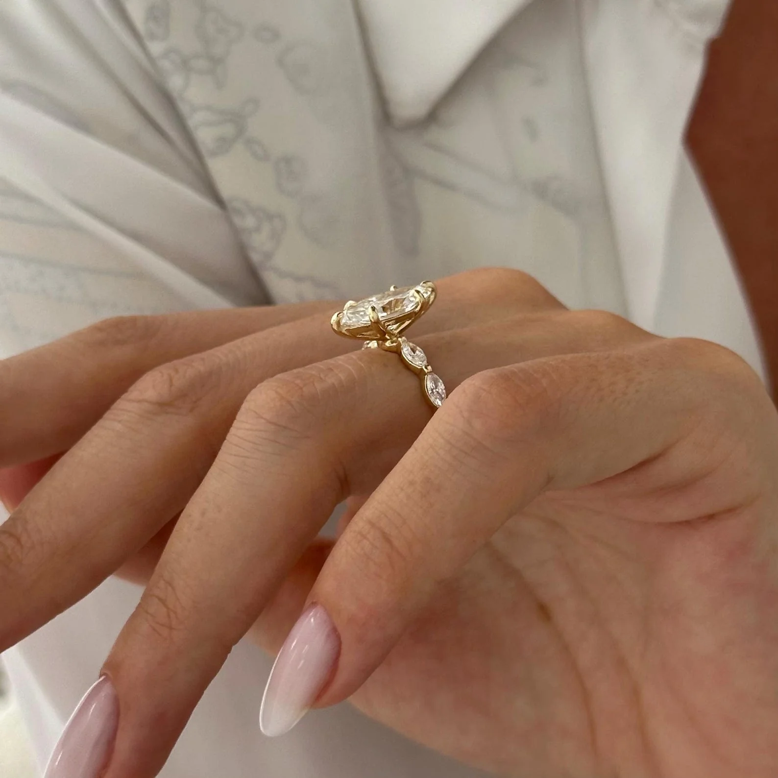 2 CT Marquise Pave Lab Grown Diamond Engagement Ring preview angle 6
