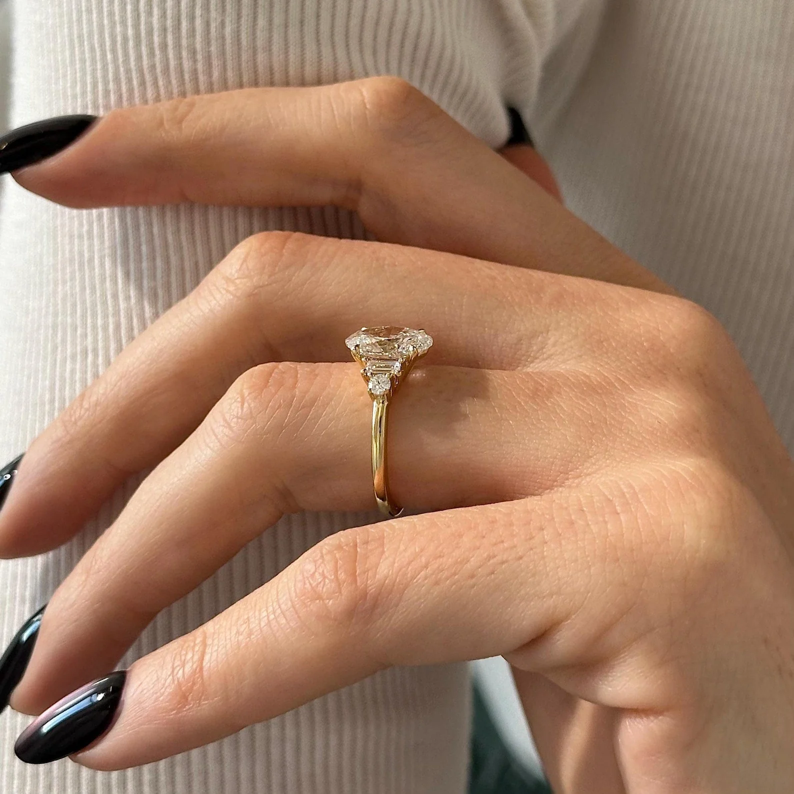 2 CT Oval Cluster Lab Grown Diamond Engagement Ring preview angle 6