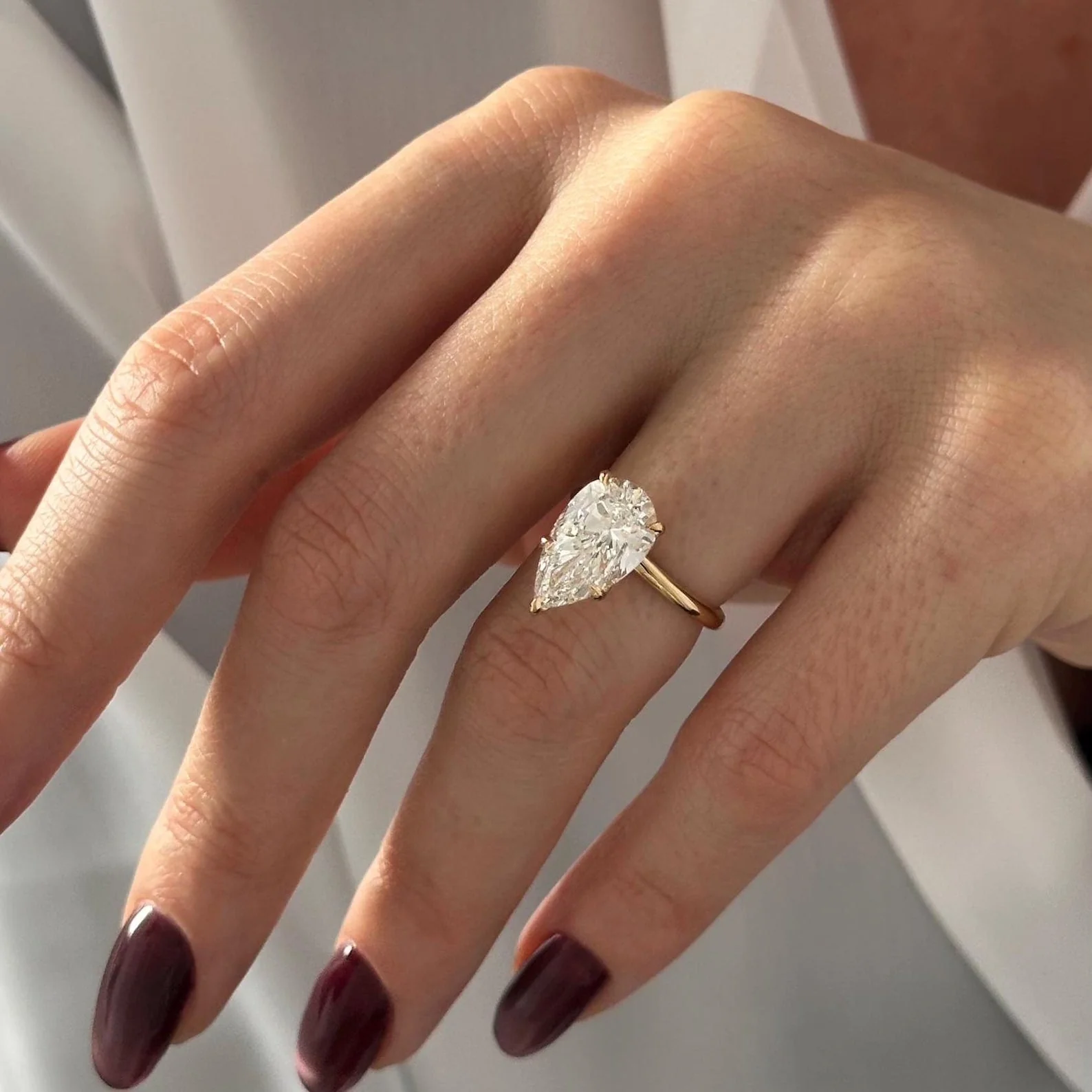 4 CT Pear Solitaire Lab Grown Diamond Engagement Ring preview angle 7