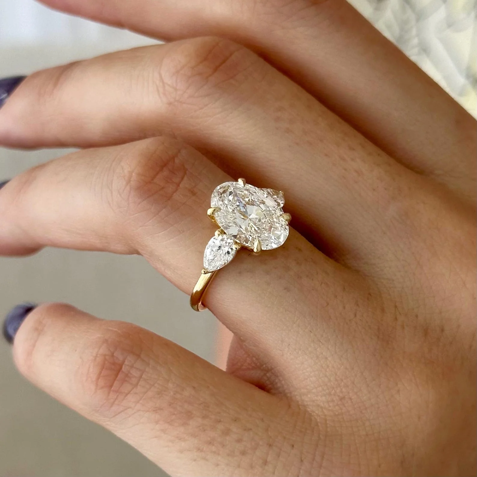 3.5 CT Oval Three Stone Lab Grown Diamond Engagement Ring preview angle 7