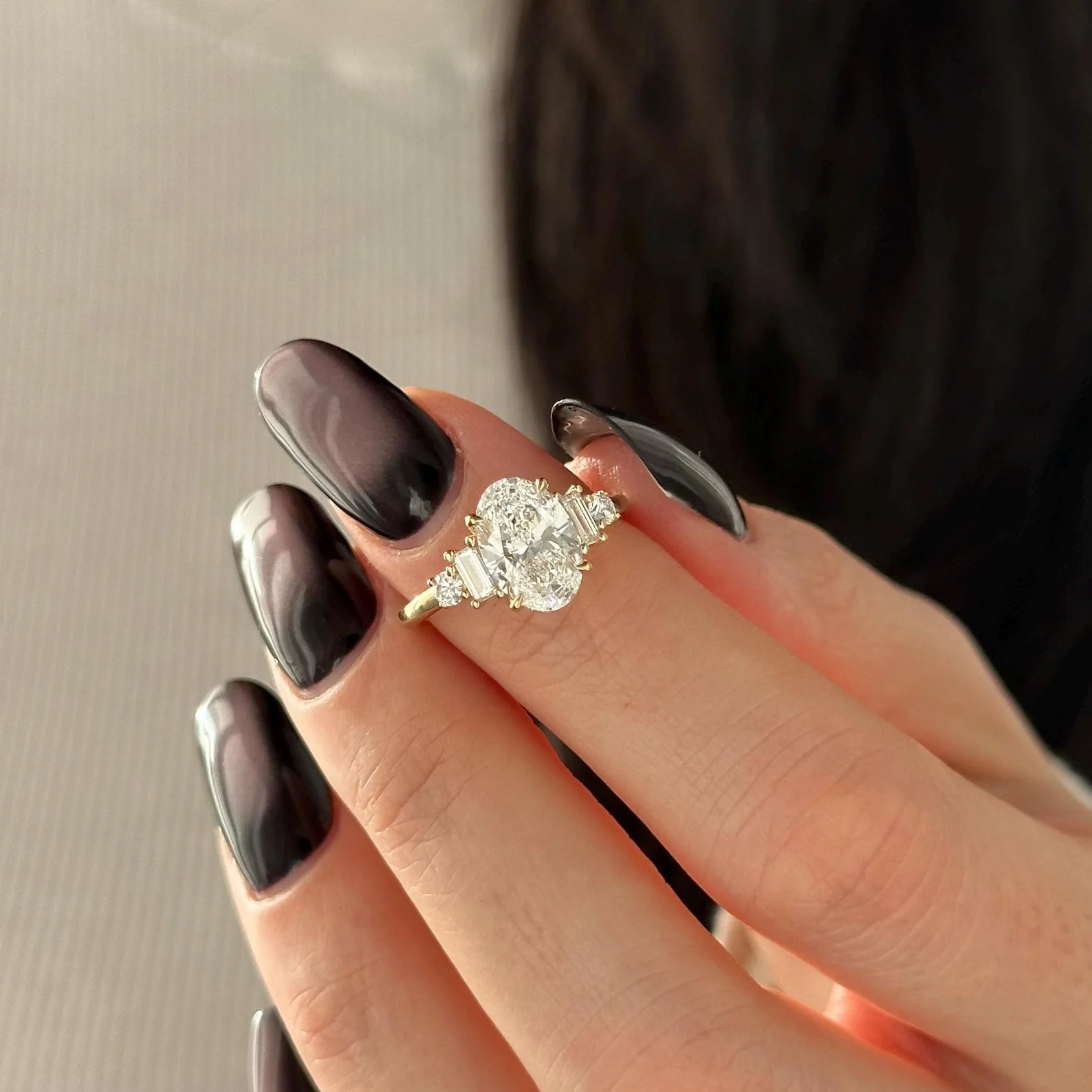 2 CT Oval Cluster Lab Grown Diamond Engagement Ring preview angle 7