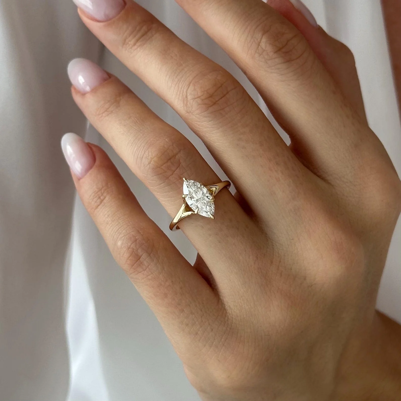 1.5 CT Marquise Split Shank Lab Grown Diamond Engagement Ring preview angle 7