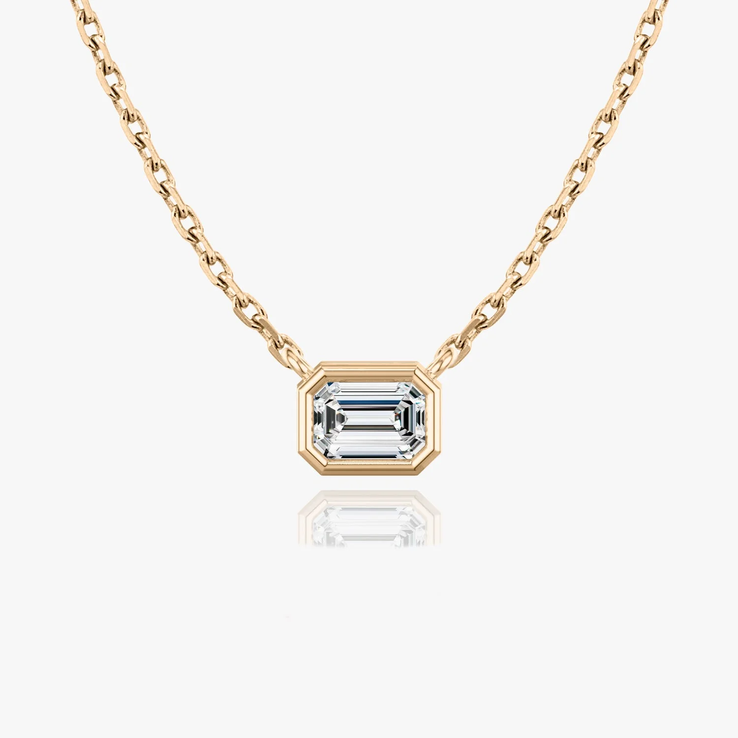 1.0 CT Emerald Bezel Solitaire Lab Grown Diamond Necklace preview angle 7