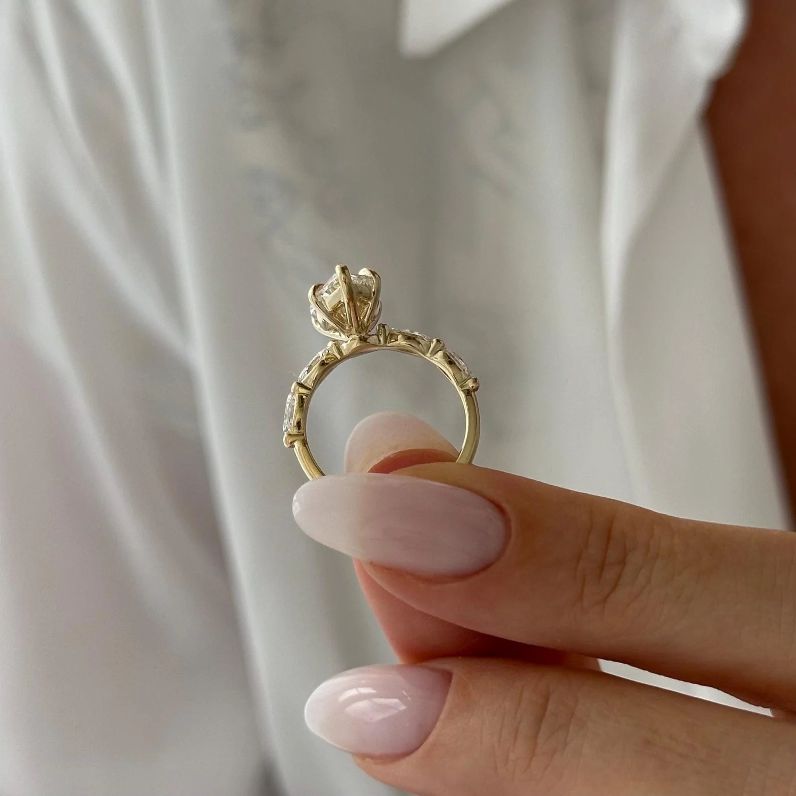 2 CT Marquise Pave Lab Grown Diamond Engagement Ring preview angle 8