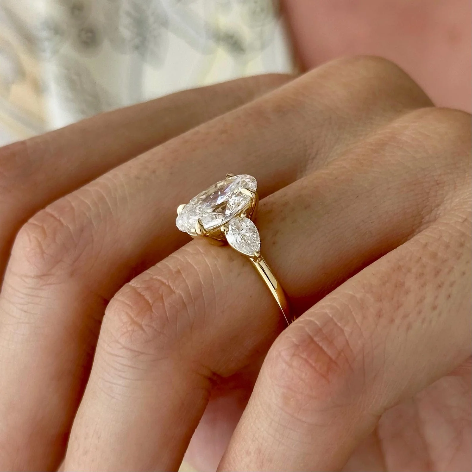 3.5 CT Oval Three Stone Lab Grown Diamond Engagement Ring preview angle 8